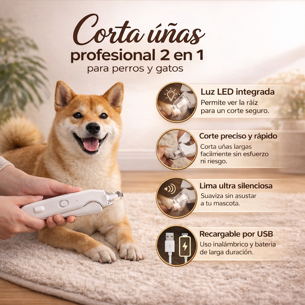 Corta Uñas Pro® 2 en 1  Evita hacerle daño al cortar sus uñas hazlo fácil, seguro y sin estrés en casa